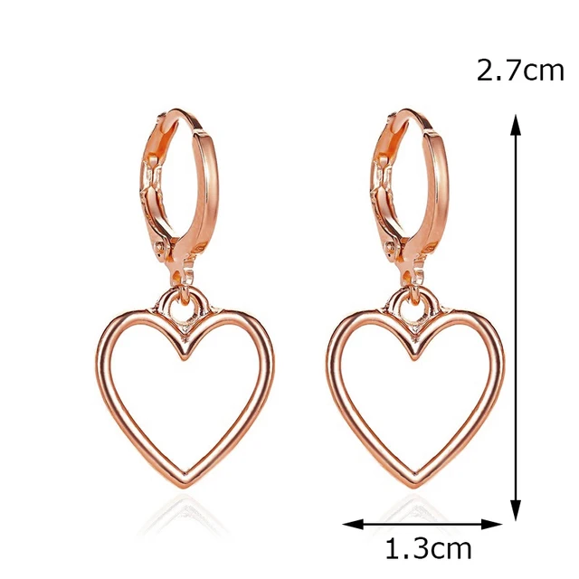 Trend Asymmetric Hollow Heart Earrings for Women 2021 Beautiful Girl Cute Party Jewelry Korean Yellow Blue Stdu Earrings Hollow Rose Gold-678