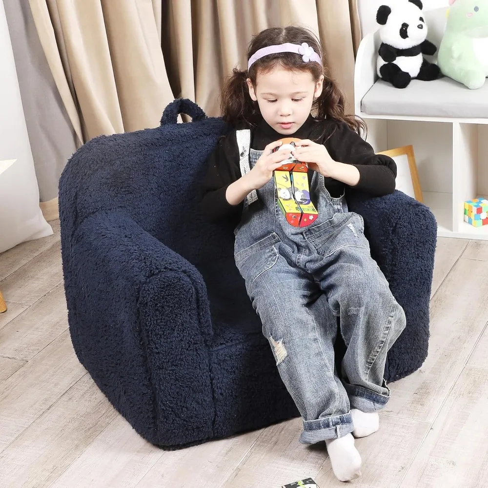 Kids Snuggly-Soft Sherpa Chair, Cuddly Toddler Foam Chair for Boys and Girls 3