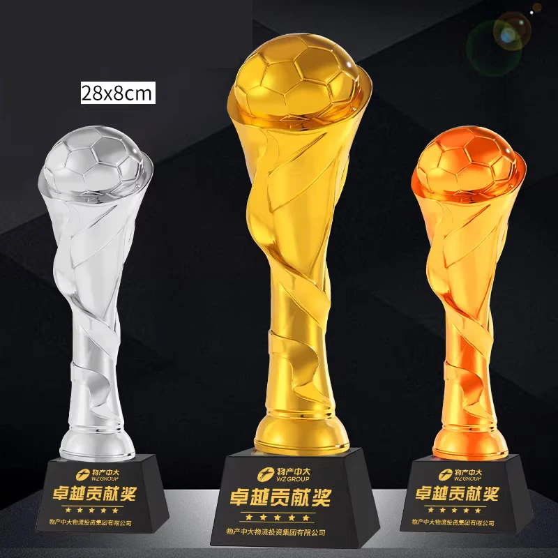 Customized Resin Trophy, Gold, Silver, Copper, Excellent Employee Sports Competition Souvenirs, Free Lettering Crystal Base, 1Pc