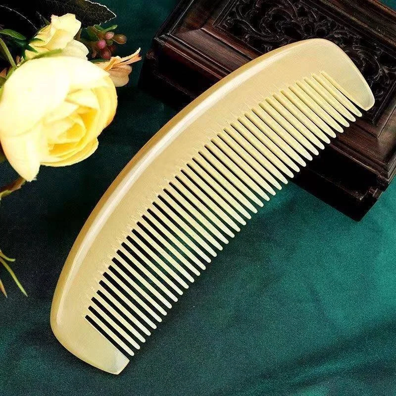 Natural Horn Comb 100% Handmade Buffalo Anti-Static Tangle-Free for Men Women Children Hair Scalp Massage Combs 2