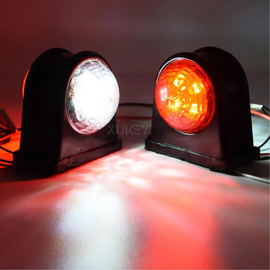8LED Clearance Elbow Rubber Light 2X Trailer Truck Position Parking Outline 12V 24V Side Marker Lights White Red Rear Lamps