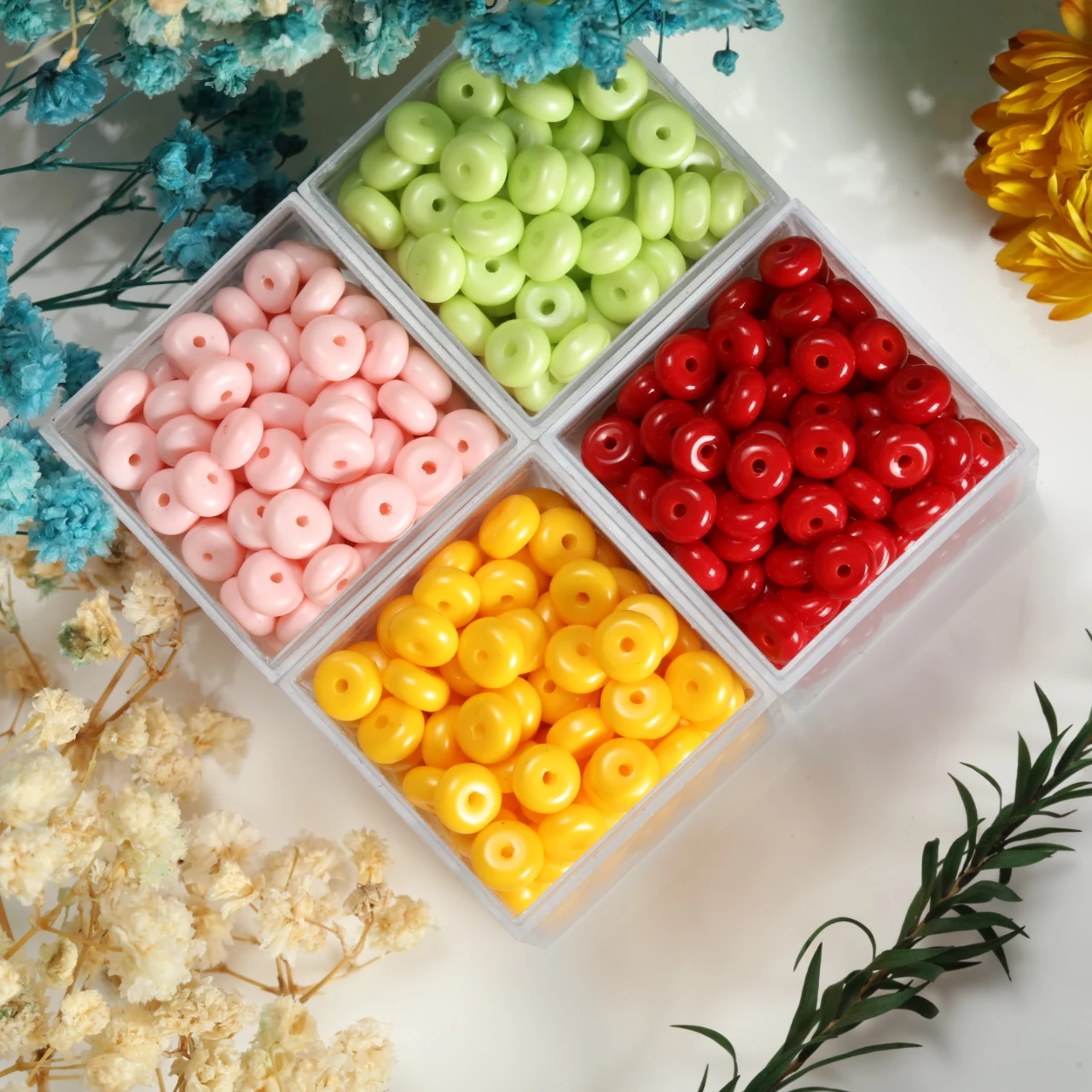 Vibrant Rainbow Glass Abacus Beads