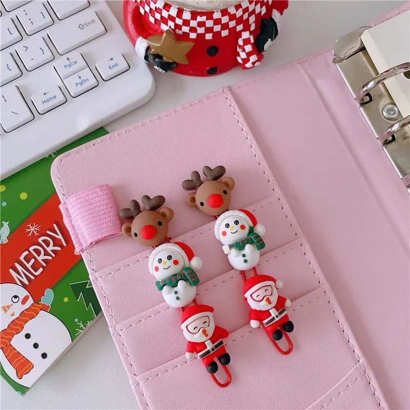 

Christmas Paperclips 2pcs Notebook Binder Clips Planner Bookmarks Tickets Photo Clamps Kawaii Kids Gifts Office Binding Supplies