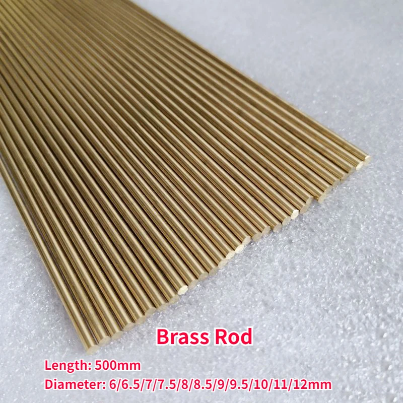 

Length 500mm Brass Rod Solid Round Rod Dia 6/6.5/7/7.5/8/8.5/9/9.5/10/11/12mm Rivets Screws Mosaic Tools DIY Toys Accessories