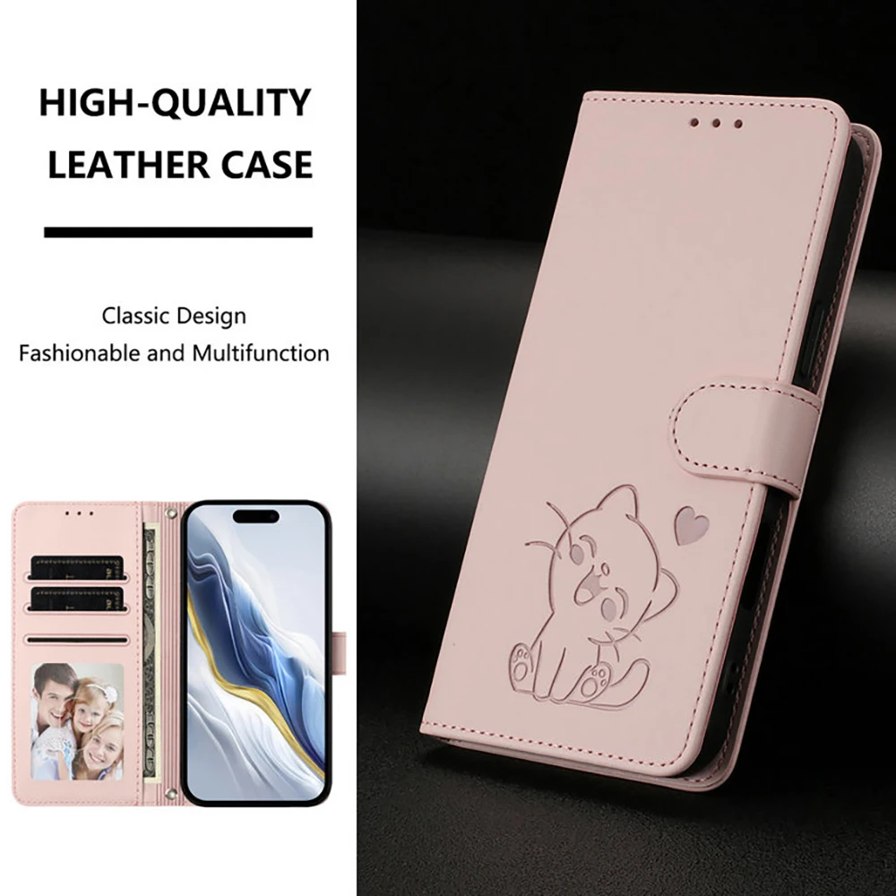 3D Embossed Cat Leather Wallet Luxury Book Cover