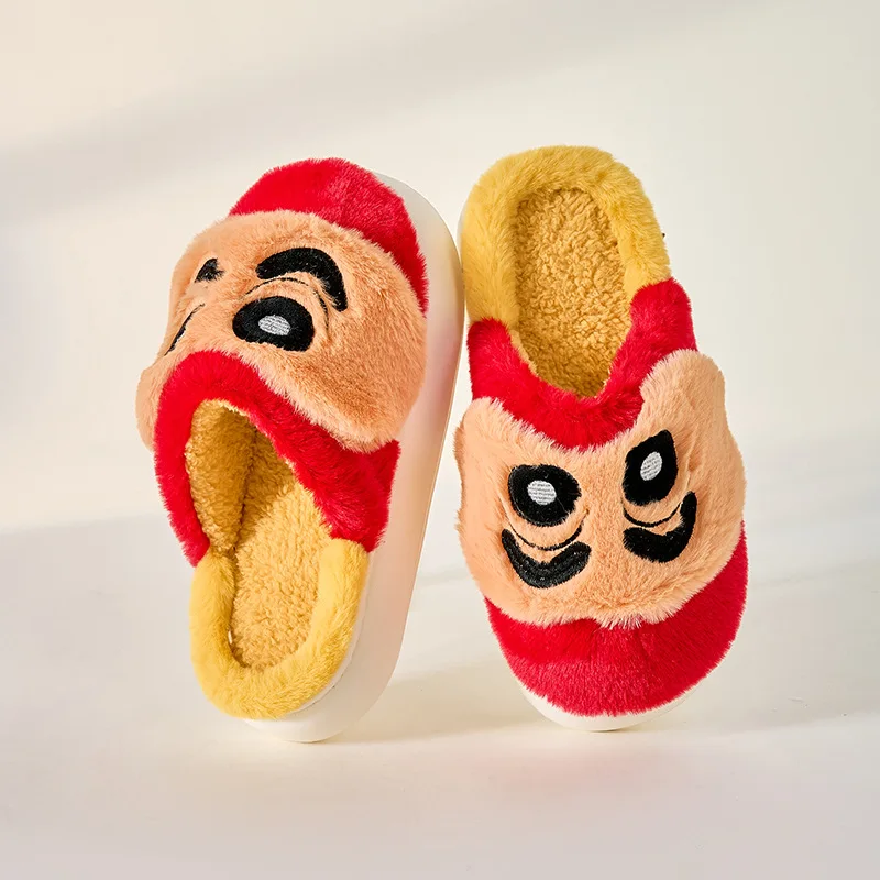 Crayon Shin-chan Plush Slippers Cartoon Women Cute Creative Winter Warm Kawaii Thickened Home Soft Sole Outdoor Slippers Gift