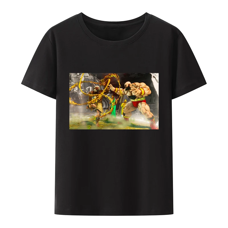 

Street Fighters Zangief Vs Rashid Cotton T-shirts Game Style Y2k Clothes Men's Clothing Novelty Camiseta Hombre Breathable Tees