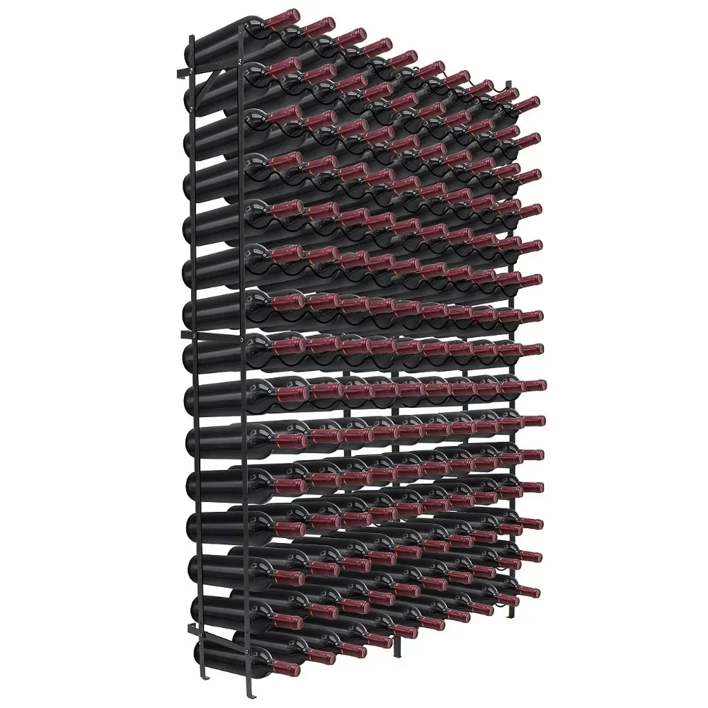 

Black Single Stand Freestanding Metal Wine Rack - 150 Bottles Capacity Bottle Storage Home and Kitchen Accessories for Home Bar