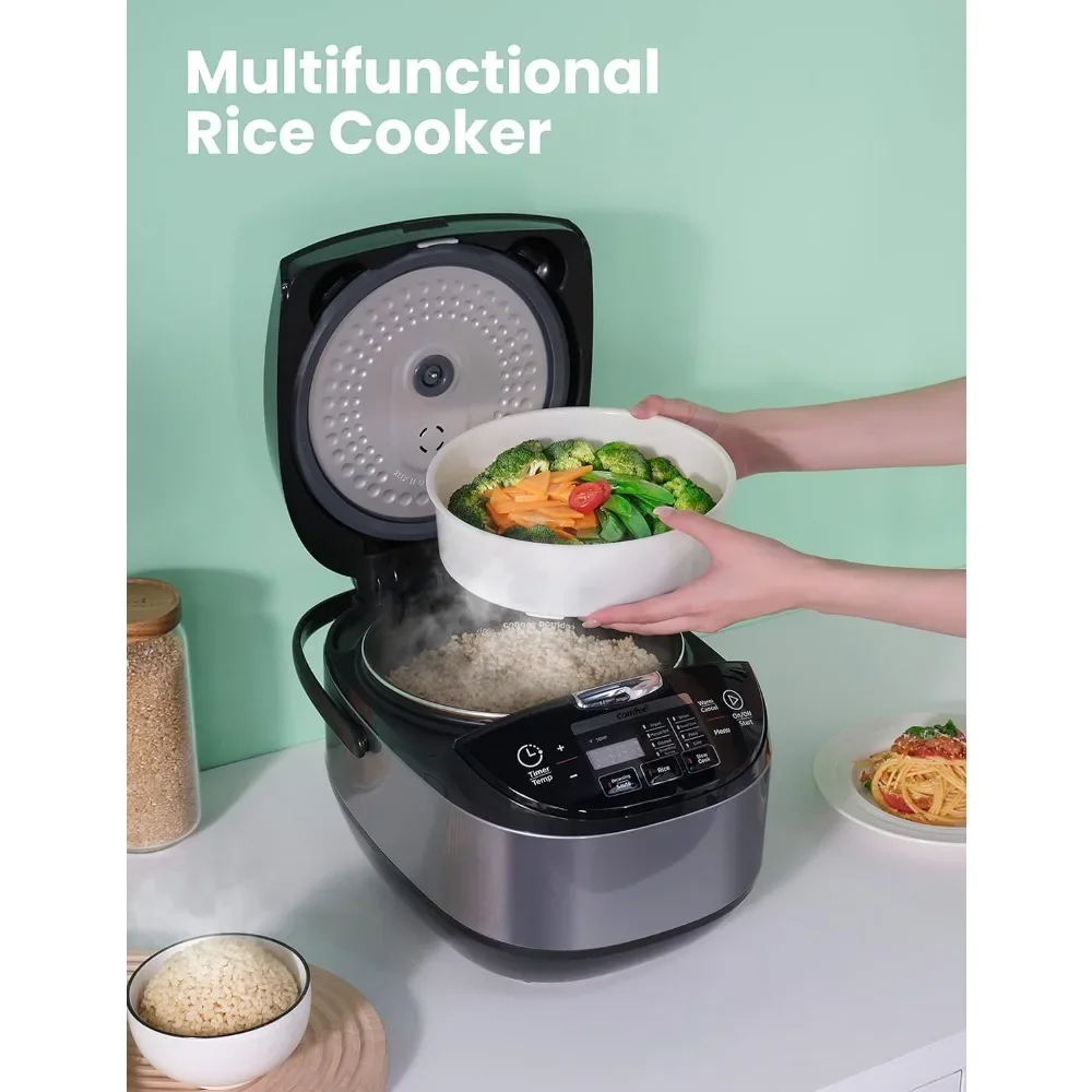 Rice Cooker, Japanese Large Cooker with Fuzzy Logic Technology, 11 Presets, 10 Cup Uncooked/20 Cooked
