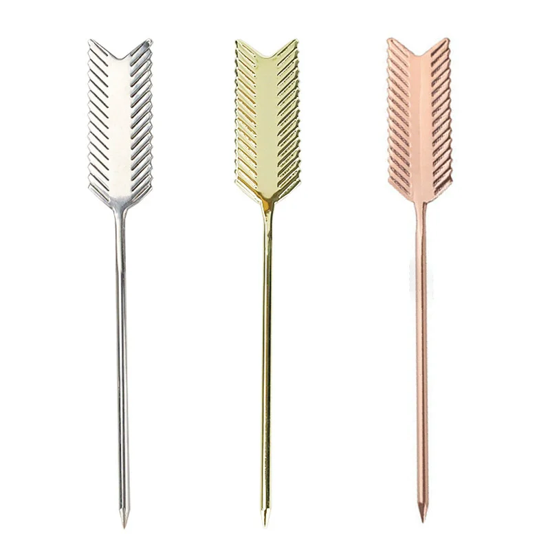 1Pcs Fruit Cocktail Pick Stick Stainless Steel Fruit Sticks Bar Tools Drink Stirring Sticks Martini Pick Party Bar Tool