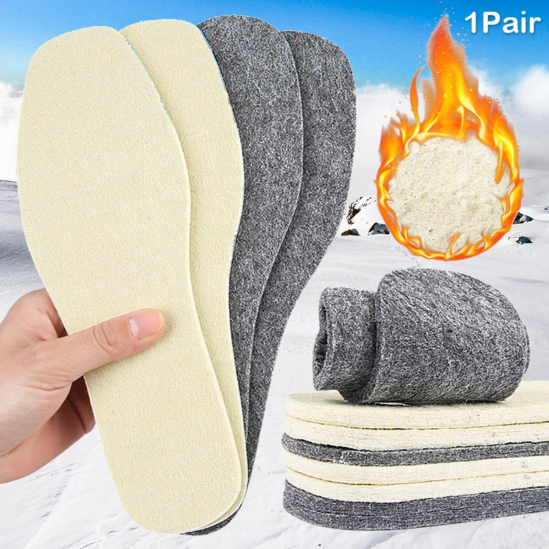 

1Pair Winter Warm Insoles Cuttable Thicken Thermal Soft Wool Shoe Pads Sweat-absorbent Breathable Snow Boot Sport SInsert