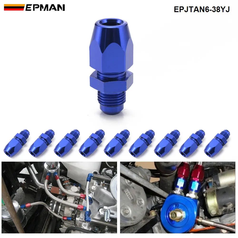 EPMAN 10PCS 6AN Male To 3/8 Tubing Adapter Fuel Hardline Tube Fitting Hard  Line Connector Aluminum Blue Anodized EPJTAN6-38YJ - AliExpress