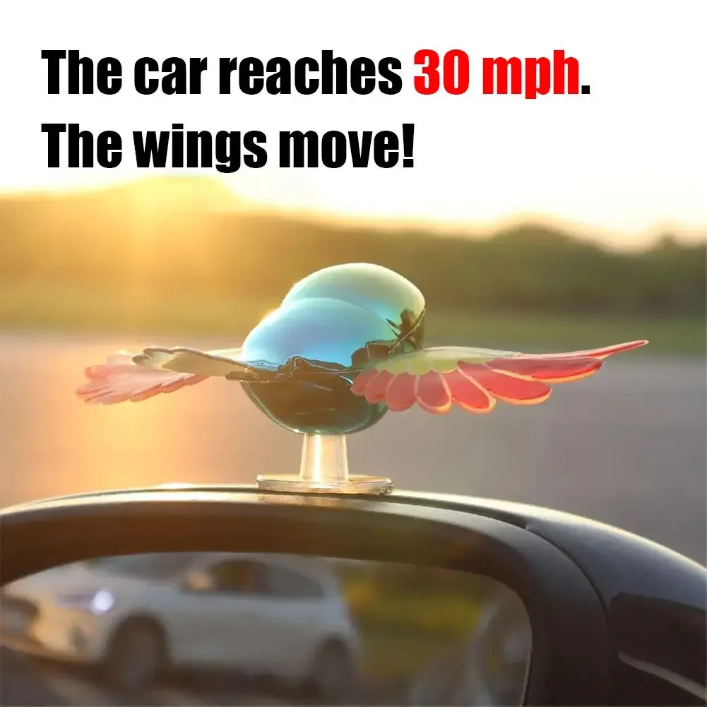 Bird Ornament Waving Wings Rearview Mirror Decoration for Vehicle