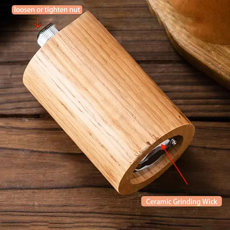 Manual Pepper Grinder Wooden Salt Grinder for Kitchen Spice Pepper Mills Adjustable Coarseness Grinding Kitchen Gadgets