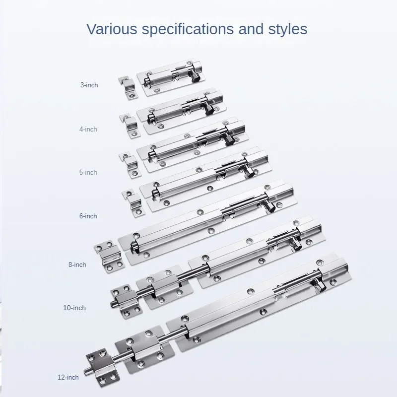 Barrel Bolt  2/3/4/5/6/8 Inch Stainless Steel Door Latch Hardware for Home Hardware Gate Safety Door Bolt Latch Lock