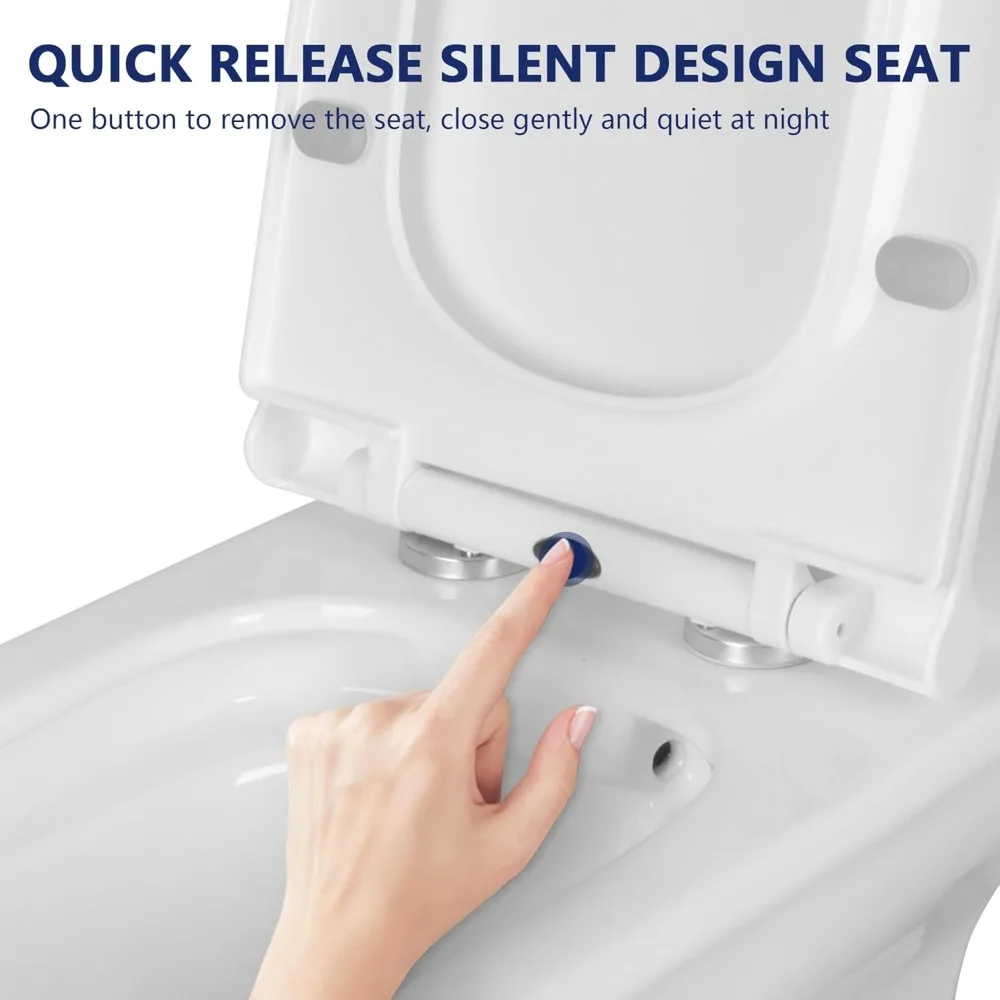 Elongated One Piece Toilet, DV-1F0072-1 Square Compact Toilets for Bathrooms, Dual Flush 1/1.6 GPF and MaP 1000g, 12'' Rough-In 4