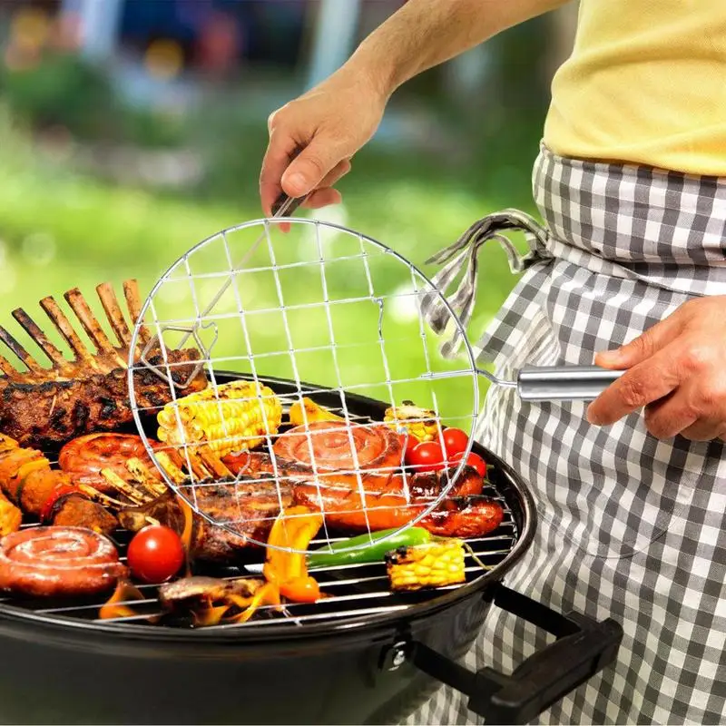 Wire Roaster Round Cooking Racks Stainless Steel Roasting Cooking Racks With Handle ForOutdoor Picnic Camping Baking BBQ