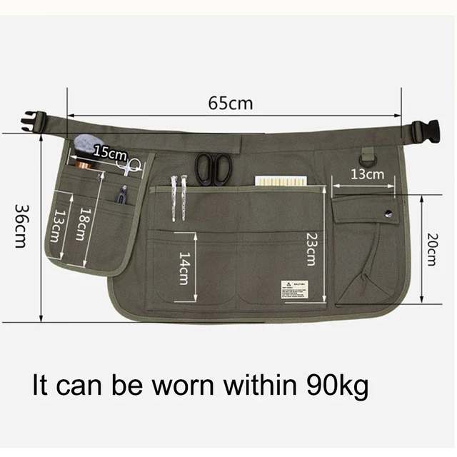 Fashion Half Waist Apron Canvas Multiple Pockets Adjustable Apron Horticultural Barber Tool Waist Apron For Men and Women 4