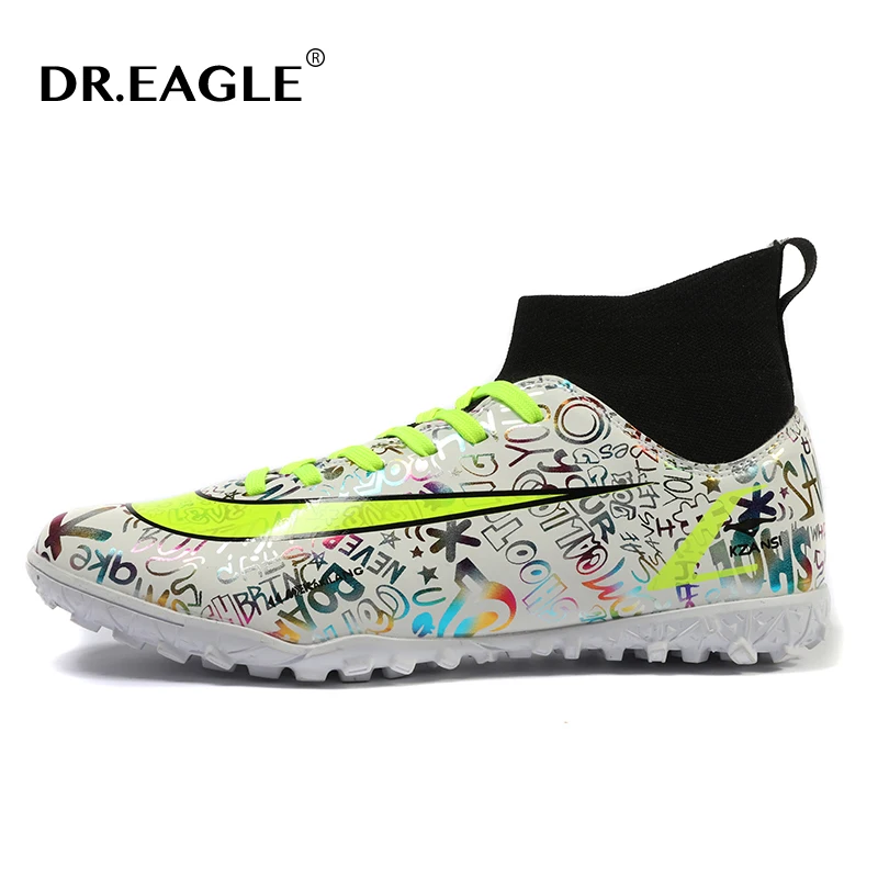 

DR.EAGLE High Ankle Football Boots Soccer Cleats FG/TF Futsal Shoes Breathable Turf Large Size Training Sneakers Studded Boots