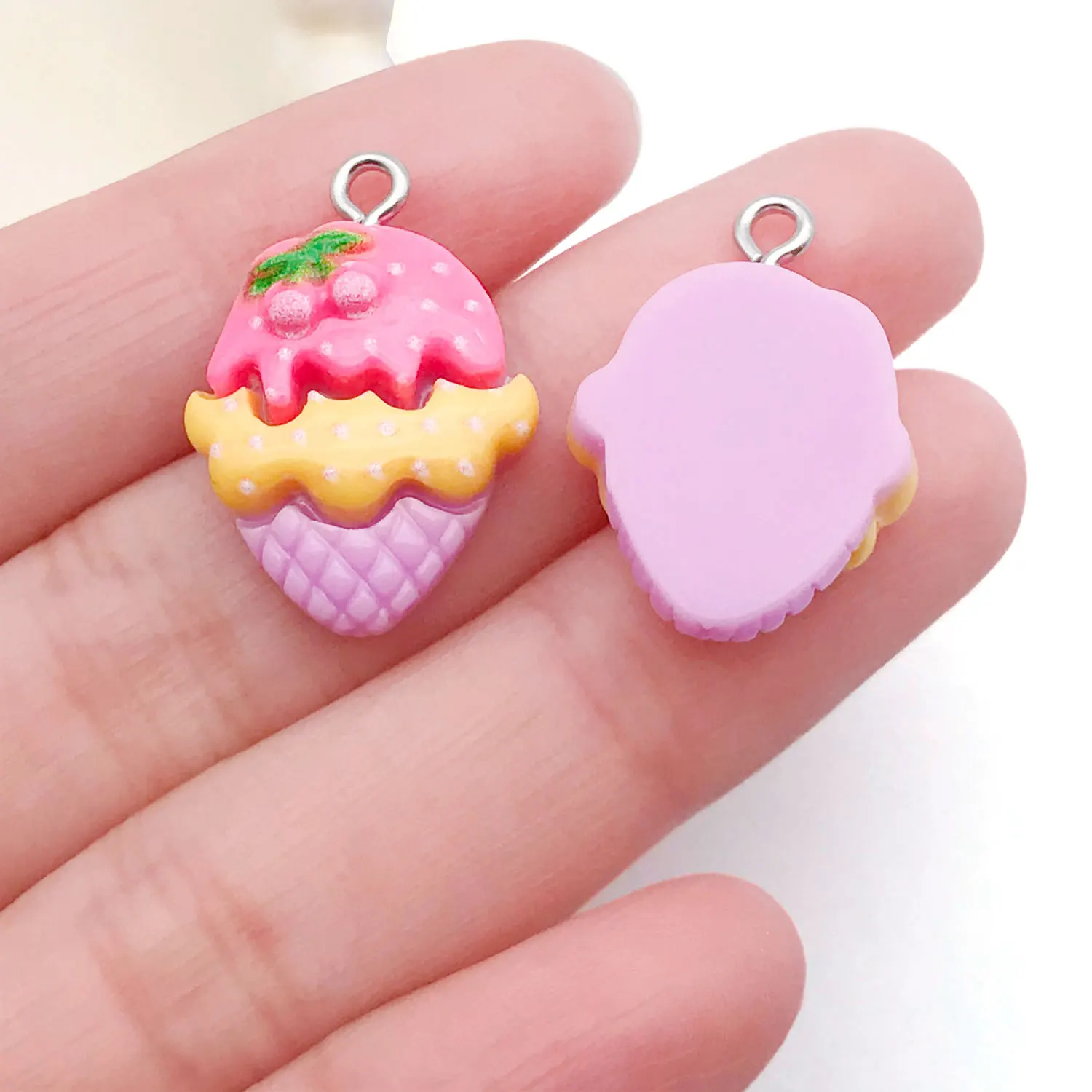 Cherry Ice Cream Charms Set - DIY Jewelry & Craft Embellishments