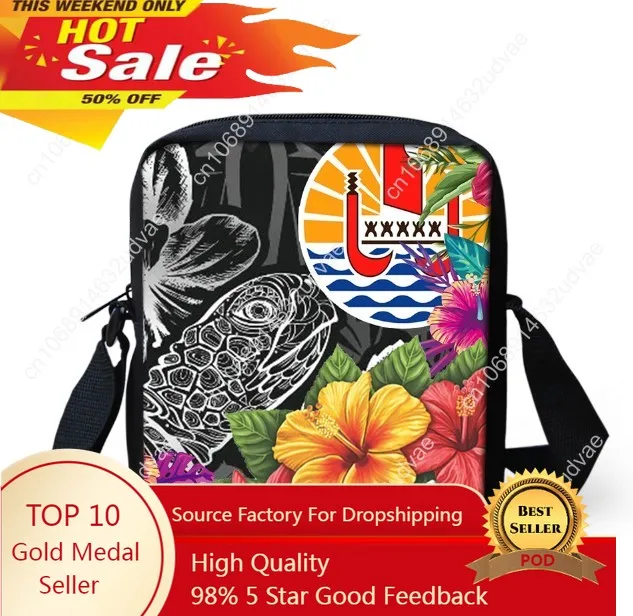 

French Polynesia Turtle Frangipani Messenger Bags Middle School Boys Messenger Bags Teen Girl For Crossbody Shoulder Student Bag