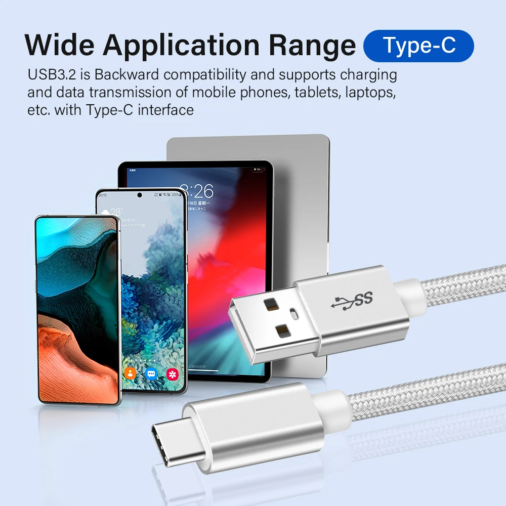 High-Speed USB-C Charging Cable - 10Gbps Data Transfer & 60W Power Delivery
