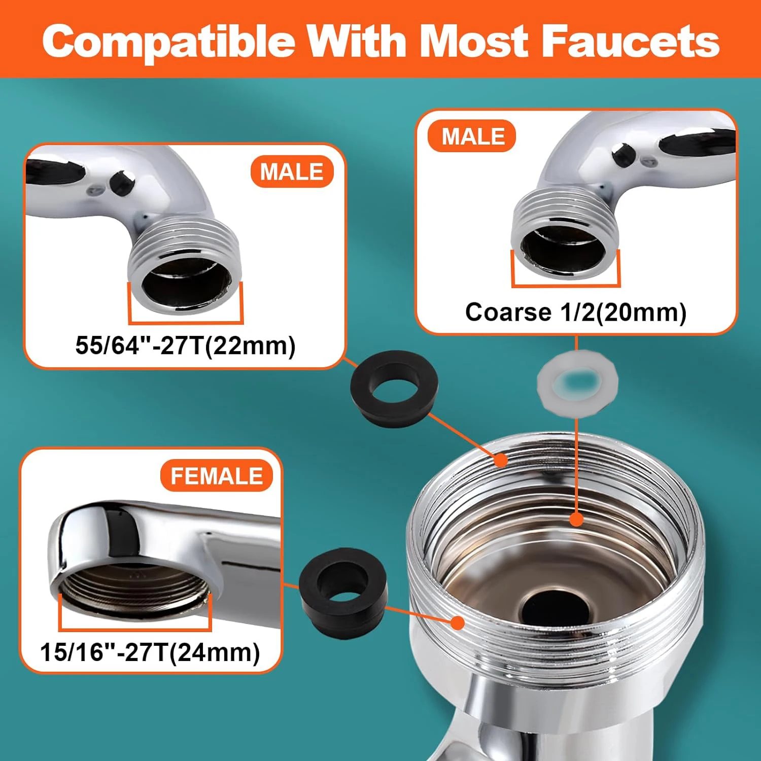 Faucet Extender Faucet Aerator Attachment 1440&deg; Rotating Female/Male Thread Robotic Arm Sink Aerator faucet extender faucet aerator sink faucet extender water faucet extension pipe faucet extension pipe