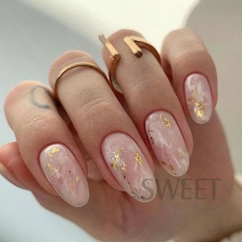 Bronzing Marble Nail Art Transfer Foils Blooming Ink Textured Starry Paper Summer Elegant Classic Decal Accessory Manicure Decor