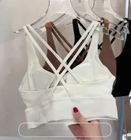 Lemon Women Athletic Fitness Sports Bra Solid Color Cross Sexy Tights Tank Top Bra With Chest Pad Soft Gym Yoga Exercise Vest 1