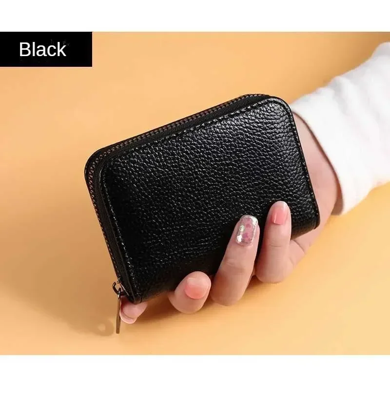 Multifunktionale Kartenhalter-Geldbörse im Vintage-Stil für Damen und Herren, Geschäfts- und Kreditkartenetui, Münzbeutel aus Echtleder mit Reißverschluss – Detail 15