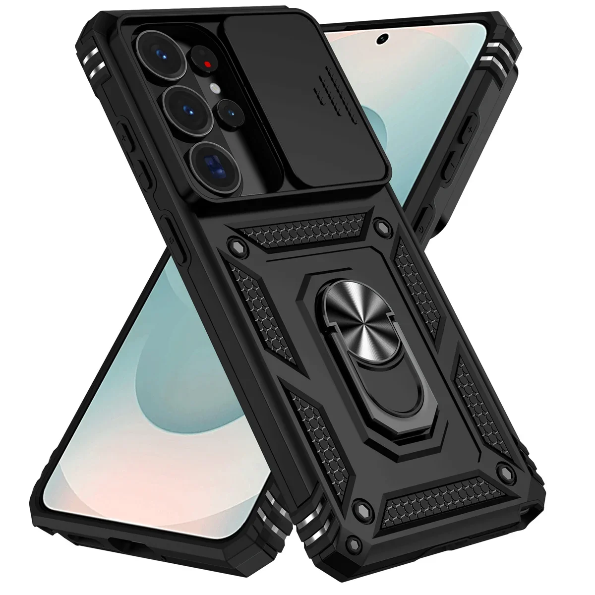 Slide Camera Armor Protective Case with Magnetic Ring Holder Phone Cover
