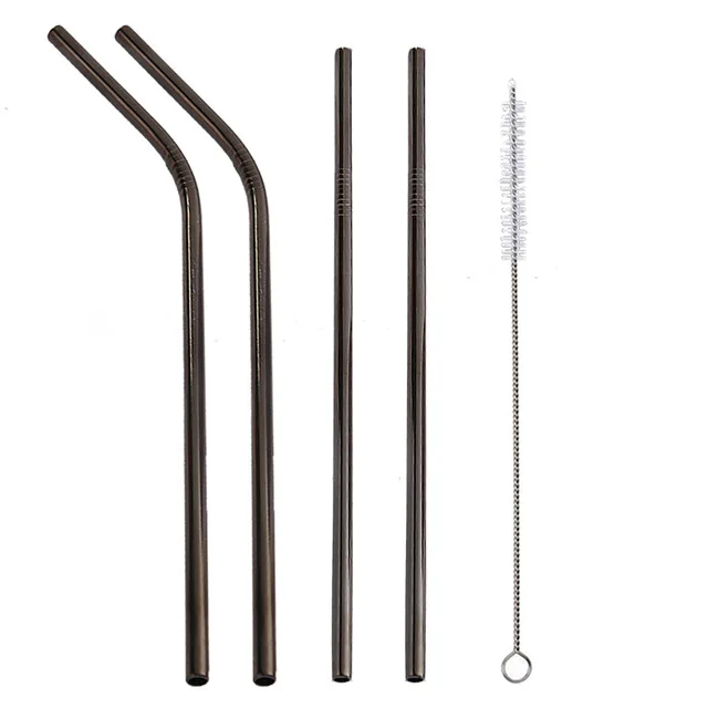 Vibrant Stainless Steel Reusable Drinking Straws with Cleaning Brush - Eco-Friendly Party & Bar Accessories