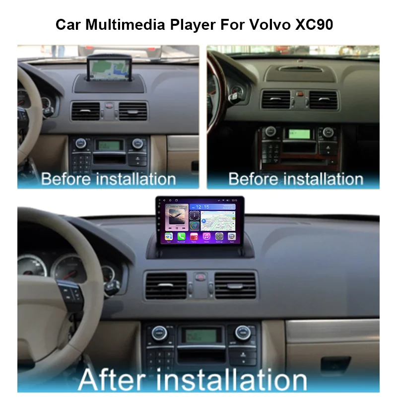 JUSTNAVI  XC90 2004-2014 Ƽ̵ ÷̾, ȵ̵ 10 ̼, Atuo BT  ī÷, ڵ , 2Din