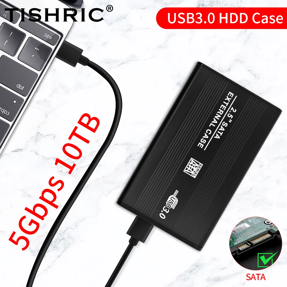 TISHRIC- HD ̽ 2.5 HDD ̽ SSD ϵ ̺ ڽ Ŭ SATA to USB 3.0/2.0 ϵ ũ ̽ , ִ 6Gbps 10 ׶Ʈ