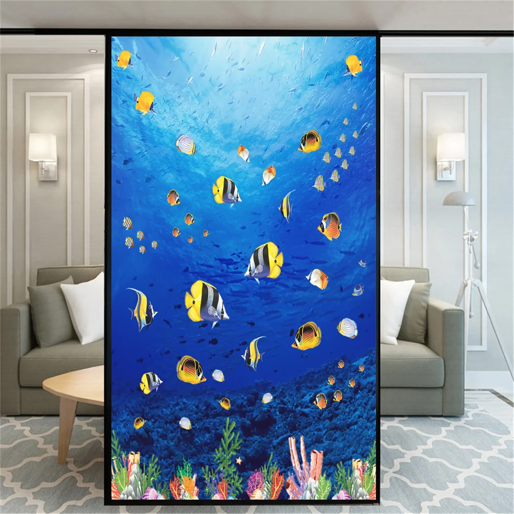 

Privacy Window Film Static Cling No Glue Decorative Sea World Window Treatments Window Coverings Glass Window Sticker