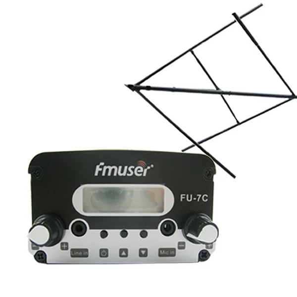 7W FU-7C FM 스테레오 PLL 방송 송신기 라디오 방송국 + CP100 원형 편광 안테나 + 동축 케이블