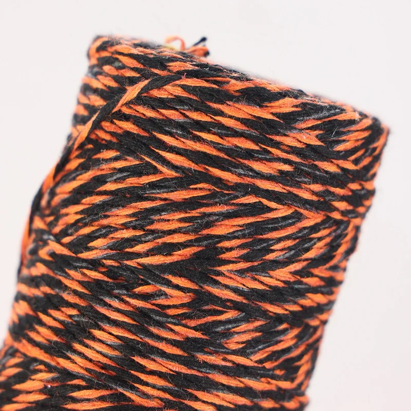 100m Cotton Cord Orange Black Macrame Cord Halloween Gift Wrapping Ribbon Twine String 1.5mm Packing Rope DIY Craft Supplies