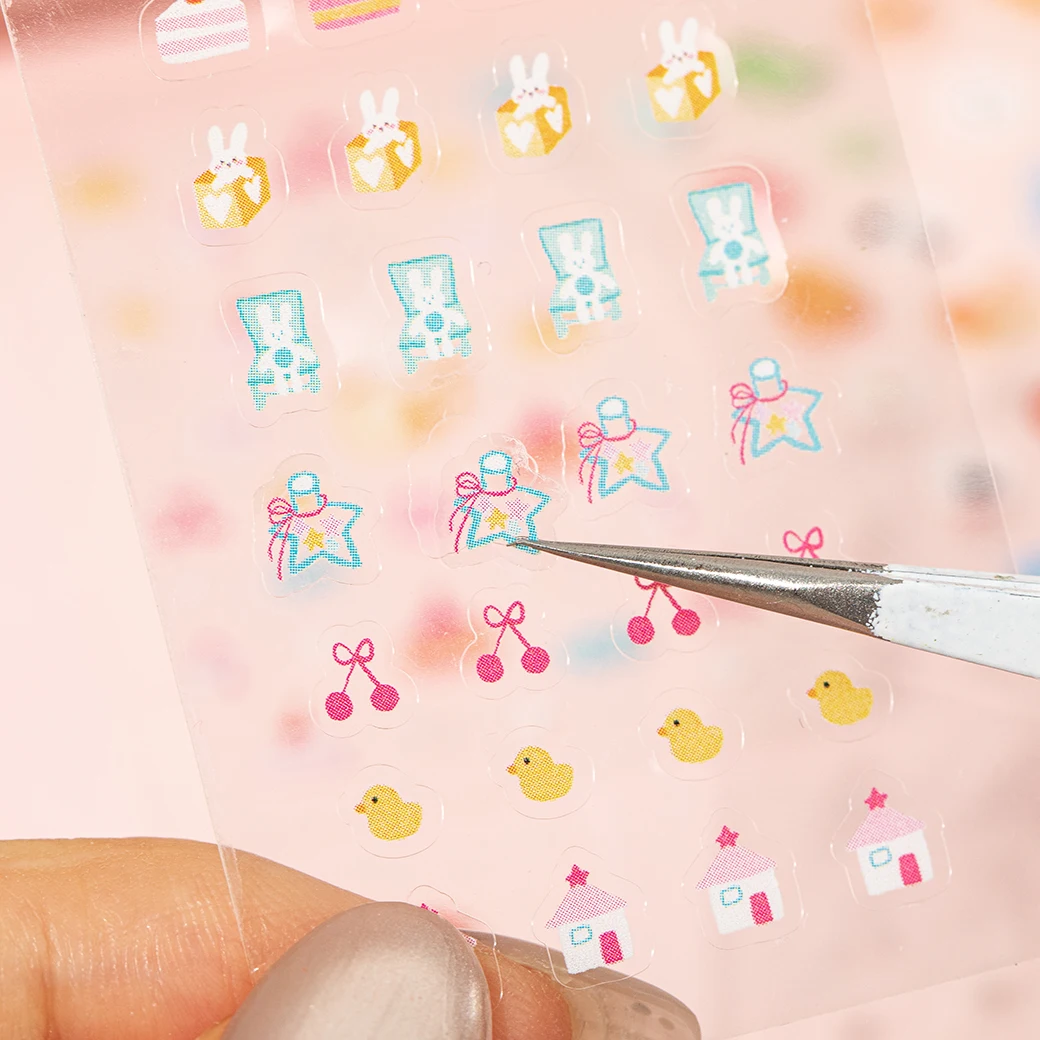 30 시트/책 DIY Scrapbooking 저널 전화 케이스 노트북 장식 네일 아트 워터 데칼에 대한 미니 귀여운 네일 스티커