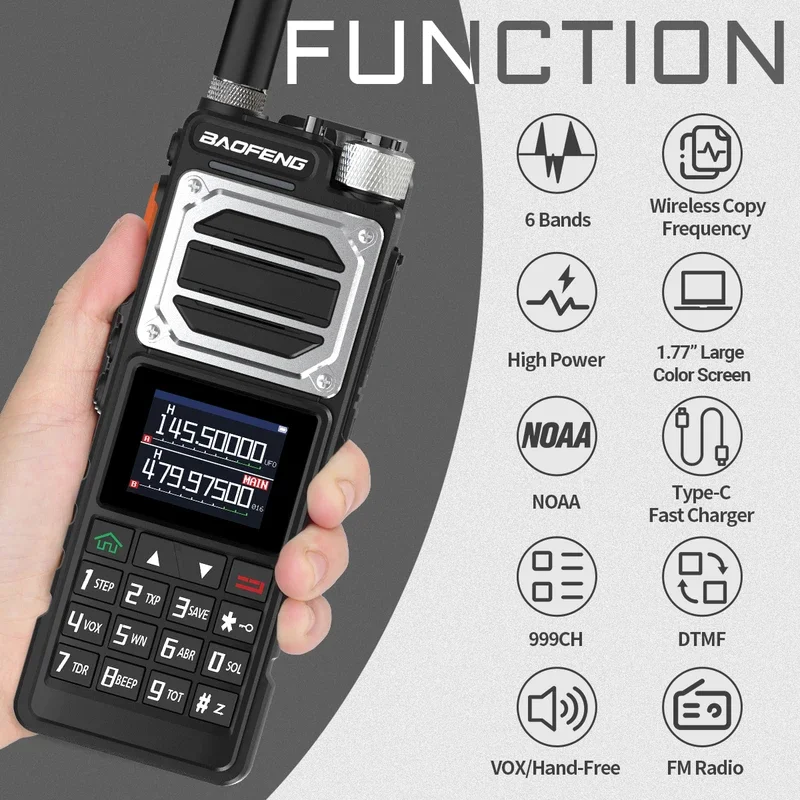 Baofeng UV-25 PRO MAX Air Band Walkie Talkie 16w Wireless Copy Frequency NOAA Type-C Charger AM Long Range Ham Two Way Radio 3