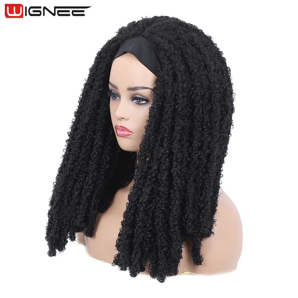 Headband Wig Braided Wigs Butterfly Locs Crochet Hair Black Wig Curly Headbands For Women Cosplay Daily Life Synthetic Wigs