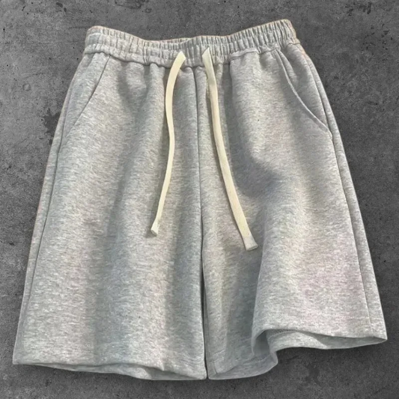 Lockere Herrenshorts, Grau, Y2K-Stil, trendige Streetwear-Hose für den täglichen, bequemen Gebrauch