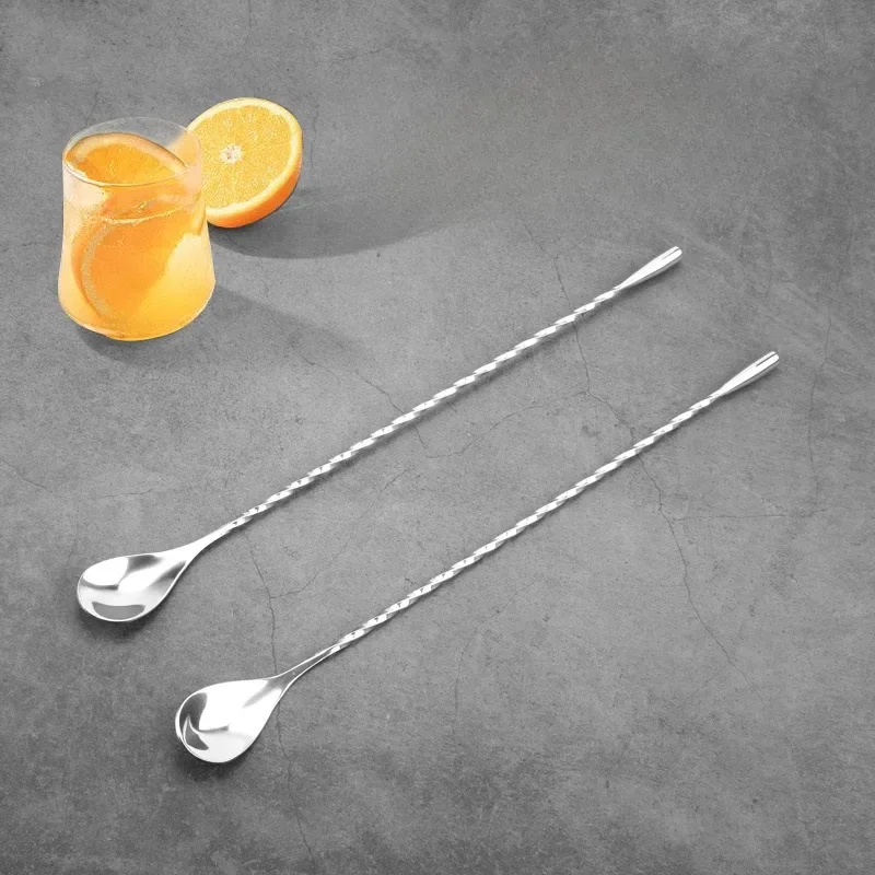 304 Stainless Steel Water Drop Mixing Spoon Fine Thread Bar Spoon Cocktail Mixing Kitchen Utensils Mini Bar