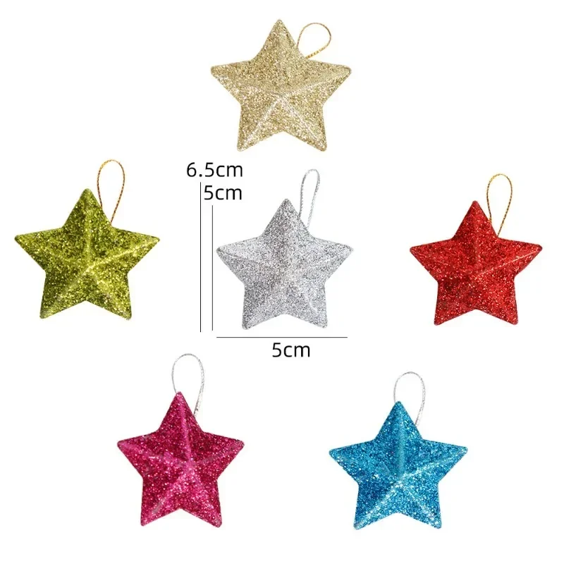 Gold glitter star ornaments Christmas tree hanging pendant 2026 Christmas decorations home Navidad New Year party DIY gift