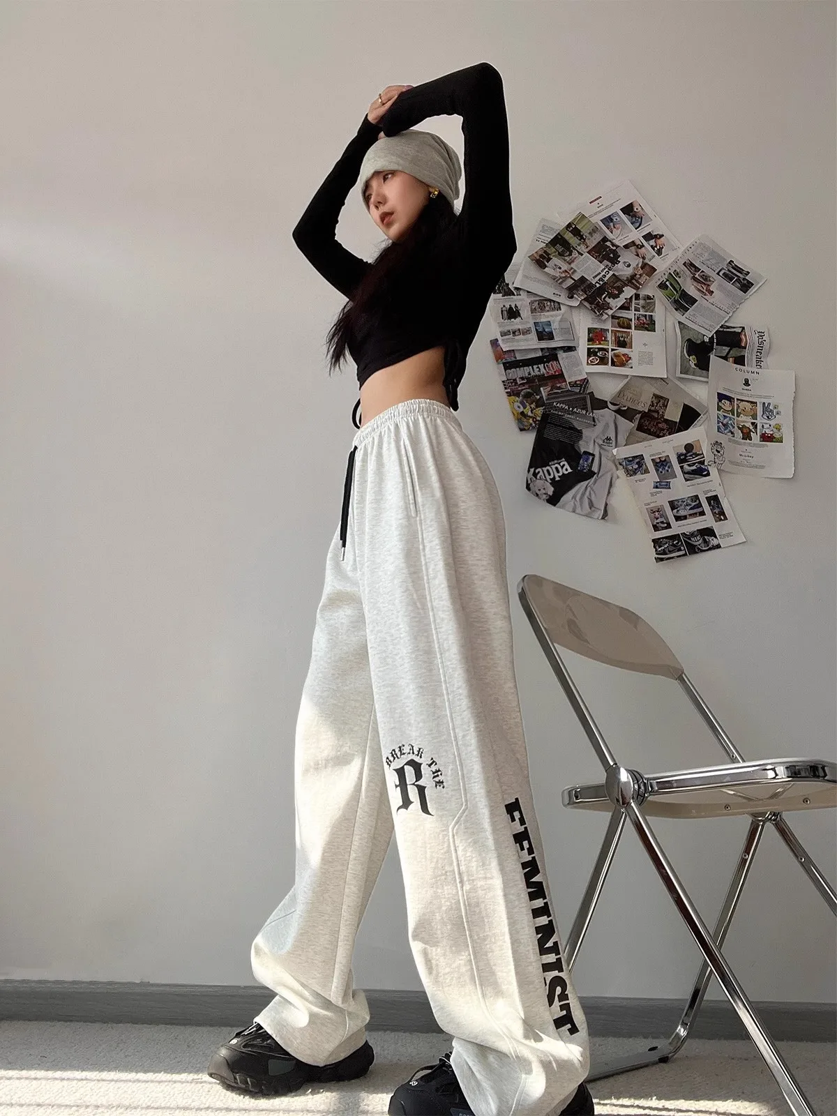 Moda Coreana Ropa Deportiva Pantalones Mujer Tipo Chandal