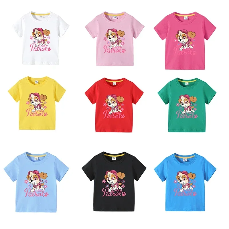 

Новинка 2024, детская одежда из м/ф «Щенячий патруль», Детская летняя футболка с коротким рукавом, футболка для девочек с коротким рукавом, топ из хлопка