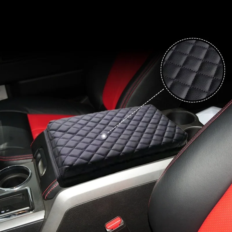 Auto Center Console Armrest Cushion Leather Cover Armrest Cover Protector ?for Ford F150 2009-2014