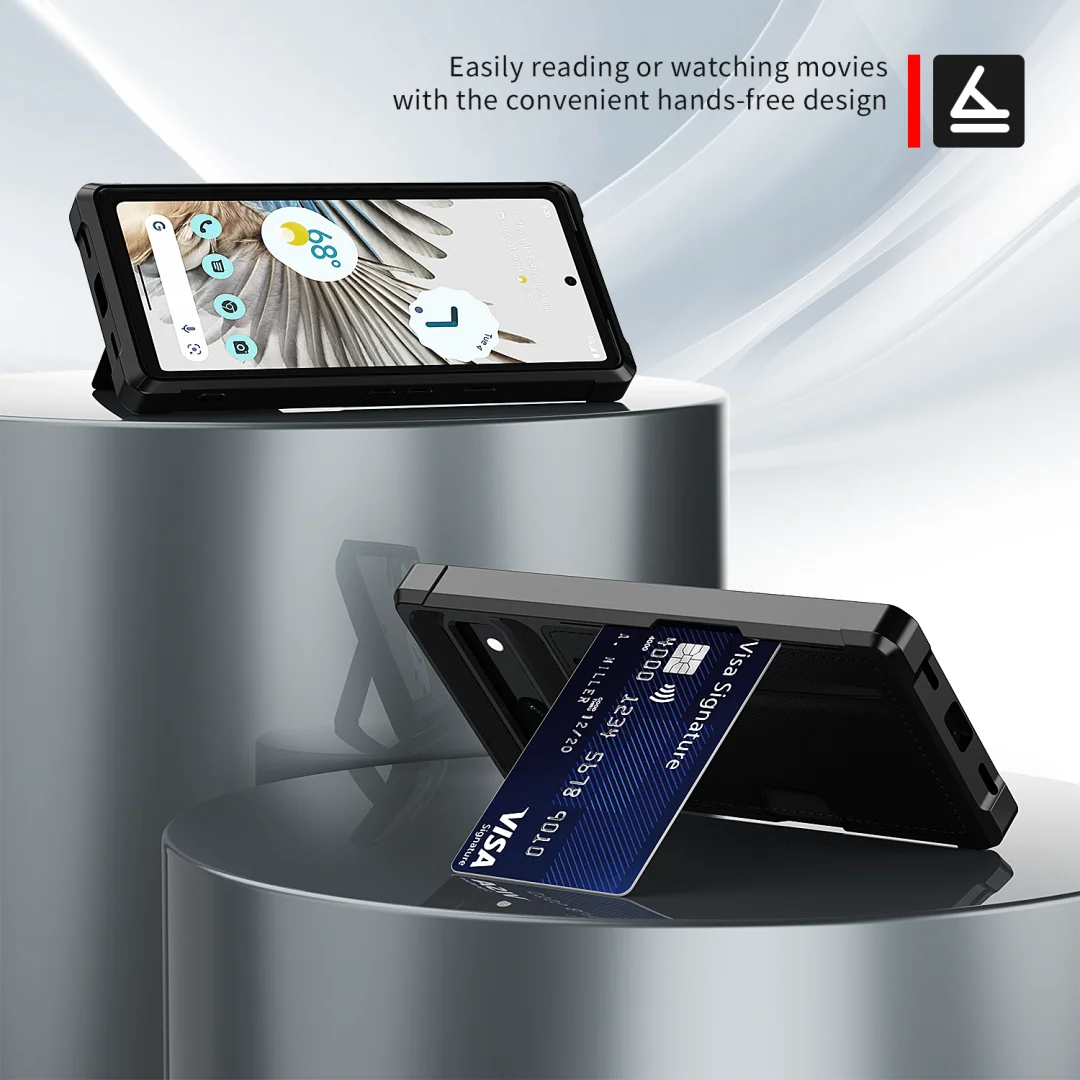 Leder-Brieftaschenhülle für Google Pixel 9 XL Pro 8A 8 7A 7 Pro 5G-Abdeckung Stoßfestes Luftkissen Magnetisch für Autohalterung Softshell_voghion.com