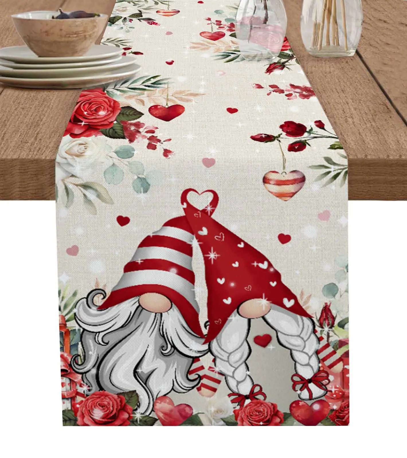 

День Святого Валентина Любовь карликовый цветок растение листья настольная дорожка искусственная обеденная скатерть ткань искусственная кожа