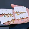Luxury Design Colorful Crystal Fairy Heart Huggie Hoop Earrings Set Women Party Gift Jewelry 1