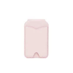 Magnetic Card Holder with Makeup Mirror & Foldable Phone Stand (Pink)